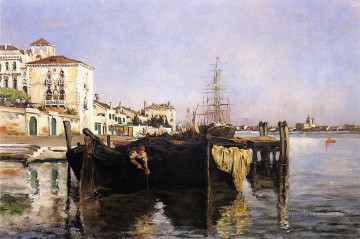 ジョン・ヘンリー・トワクトマン Painting - ヴェネツィアの印象派の海景の眺め ジョン・ヘンリー・トワクトマン